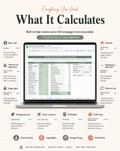 Load image into Gallery viewer, Influencer Brand Deal Pricing Calculator &amp; Workbook for Content Creators, UGC, Cosplay. Google Sheets &amp; Excel
